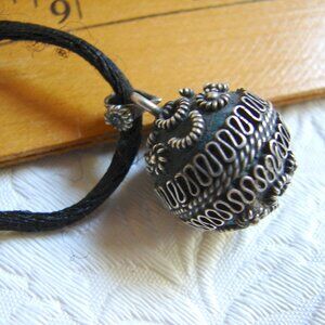 Vtg Sterling Silver Harmony Ball/Chime 27" NECKLACE, Taxco Mexico w/Patina E37